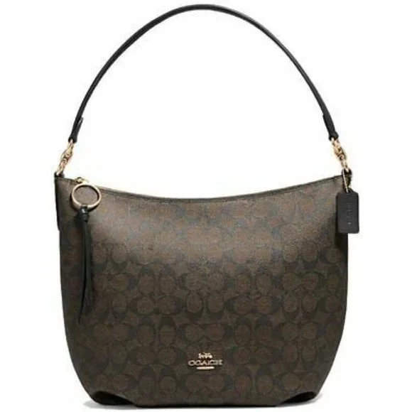 Coach Brown/Black Monogram Skylar Canvas Hobo Bag 👜